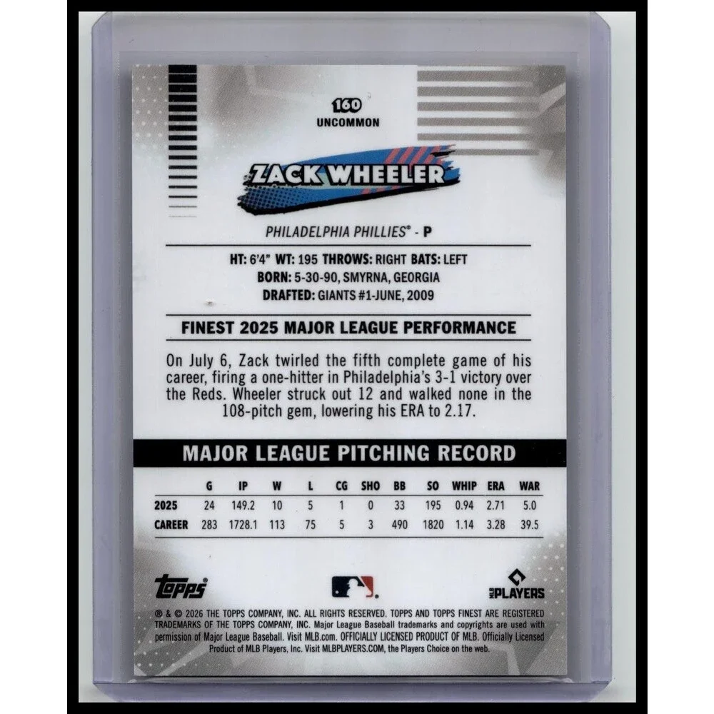 2026 Finest Zack Wheeler #160 Philadelphia Phillies Base